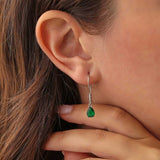 Professional Sterling Silver Drop Synthetic Emerald Earring