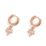 925 Sterling Silver Zircon Dangling Plane Tree Leaf Hoop Earrings