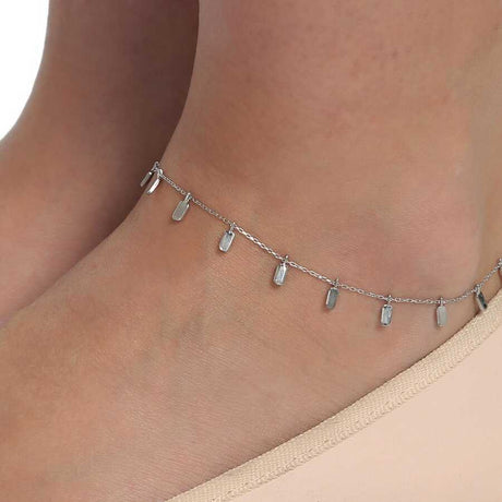 Sterling Silver Delicate Bar Anklet - Modern Minimalist