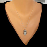 925 Sterling Silver Onyx Owl Design Pendant Necklace