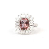 Sterling Silver Zultanite & Baguette Zircon Ring - Color Change Square
