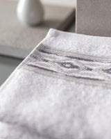 Ensemble de 4 serviettes à main 100 % coton - blanc et gris