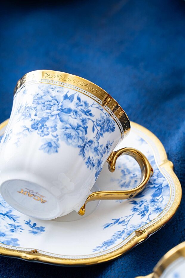 Acar Bluebell Professional 6 - Person Porcelain Turkish Coffee Cup Set - 90ml - TryAladdin