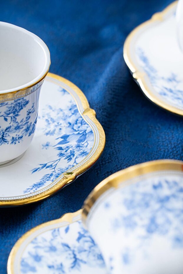 Acar Bluebell Professional 6 - Person Porcelain Turkish Coffee Cup Set - 90ml - TryAladdin