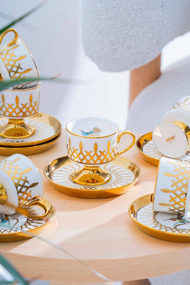Acar Leoni Premium Turkish Coffee Cup Set - 6 - Piece, 90ml Capacity - TryAladdin