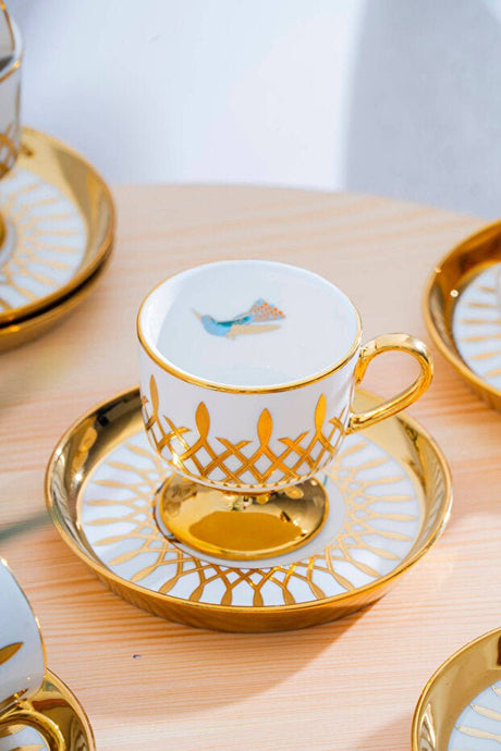 Acar Leoni Premium Turkish Coffee Cup Set - 6 - Piece, 90ml Capacity - TryAladdin