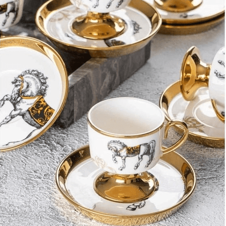 Acar Luxury Versace Style Porcelain Turkish Coffee Cup Set - 6 - Piece Set - TryAladdin