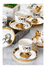 Acar Luxury Versace Style Porcelain Turkish Coffee Cup Set - 6 - Piece Set - TryAladdin