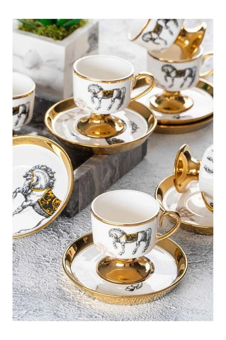 Acar Luxury Versace Style Porcelain Turkish Coffee Cup Set - 6 - Piece Set - TryAladdin