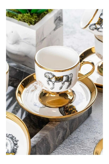 Acar Luxury Versace Style Porcelain Turkish Coffee Cup Set - 6 - Piece Set - TryAladdin