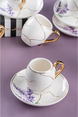 Acar Mimosa Premium Porcelain Turkish Coffee Cup Set - 6 Cups, 90ml Each - TryAladdin