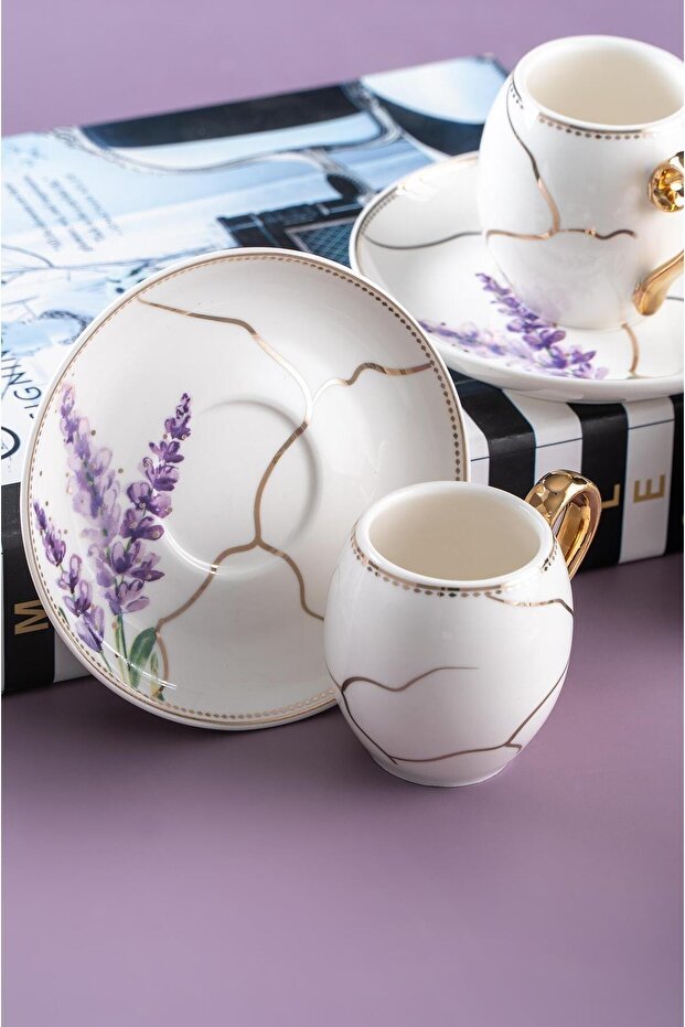 Acar Mimosa Premium Porcelain Turkish Coffee Cup Set - 6 Cups, 90ml Each - TryAladdin