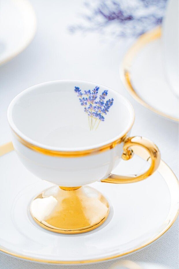 Acar Miranda Premium Porcelain Turkish Coffee Cup Set - 6 - Piece White - TryAladdin