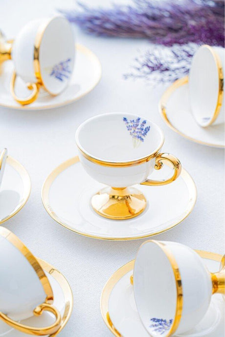 Acar Miranda Premium Porcelain Turkish Coffee Cup Set - 6 - Piece White - TryAladdin