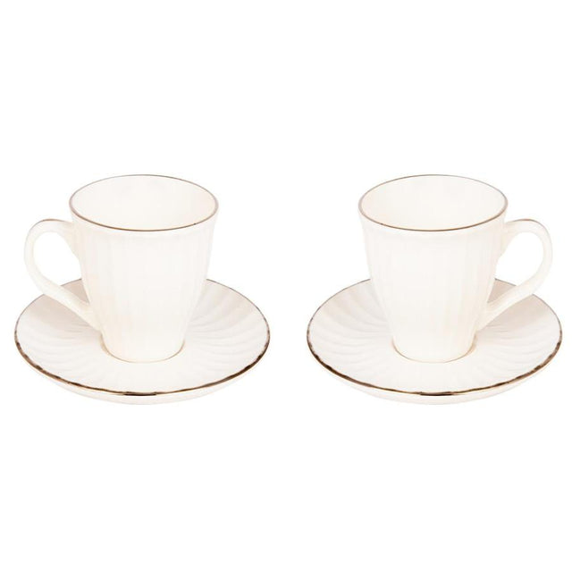 Acar | Porcelain Turkish Coffee Set of Two - Charisma - White