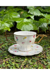 Acar Premium Floral Porcelain Coffee Cup Set - 2 - Piece - TryAladdin