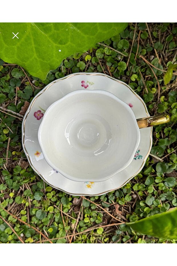 Acar Premium Floral Porcelain Coffee Cup Set - 2 - Piece - TryAladdin