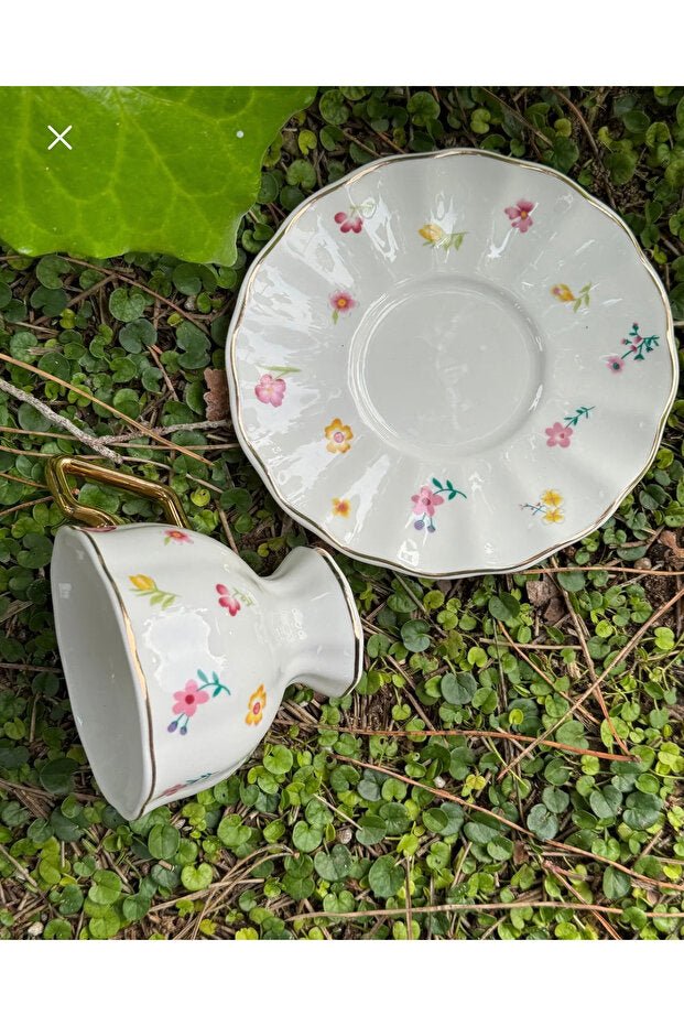 Acar Premium Floral Porcelain Coffee Cup Set - 2 - Piece - TryAladdin