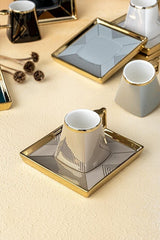 Acar Premium Geometric Porcelain Coffee Cup Set - 6 - Piece - TryAladdin