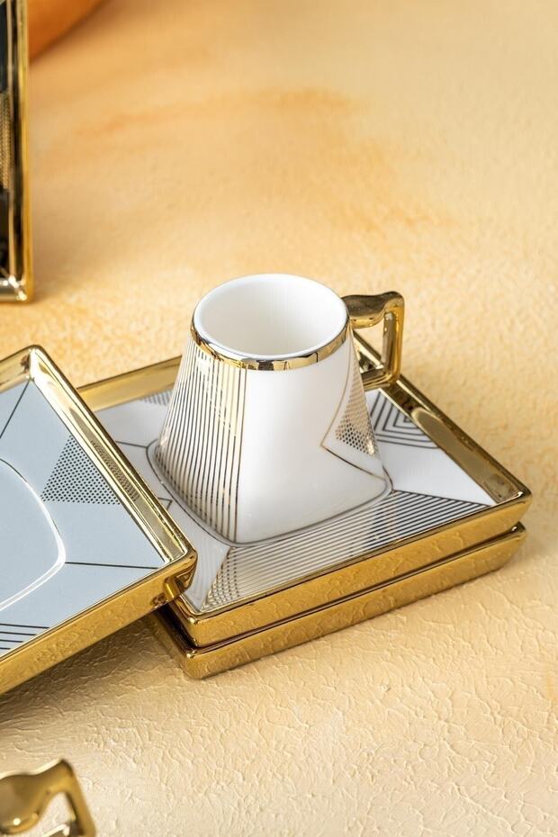 Acar Premium Geometric Porcelain Coffee Cup Set - 6 - Piece - TryAladdin