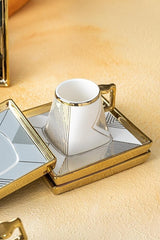 Acar Premium Geometric Porcelain Coffee Cup Set - 6 - Piece - TryAladdin