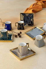 Acar Premium Geometric Porcelain Coffee Cup Set - 6 - Piece - TryAladdin