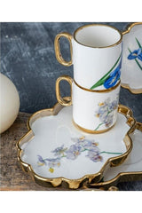 Acar Premium Gold Gilt Floral Porcelain Turkish Coffee Service Set - 6 - Piece - TryAladdin