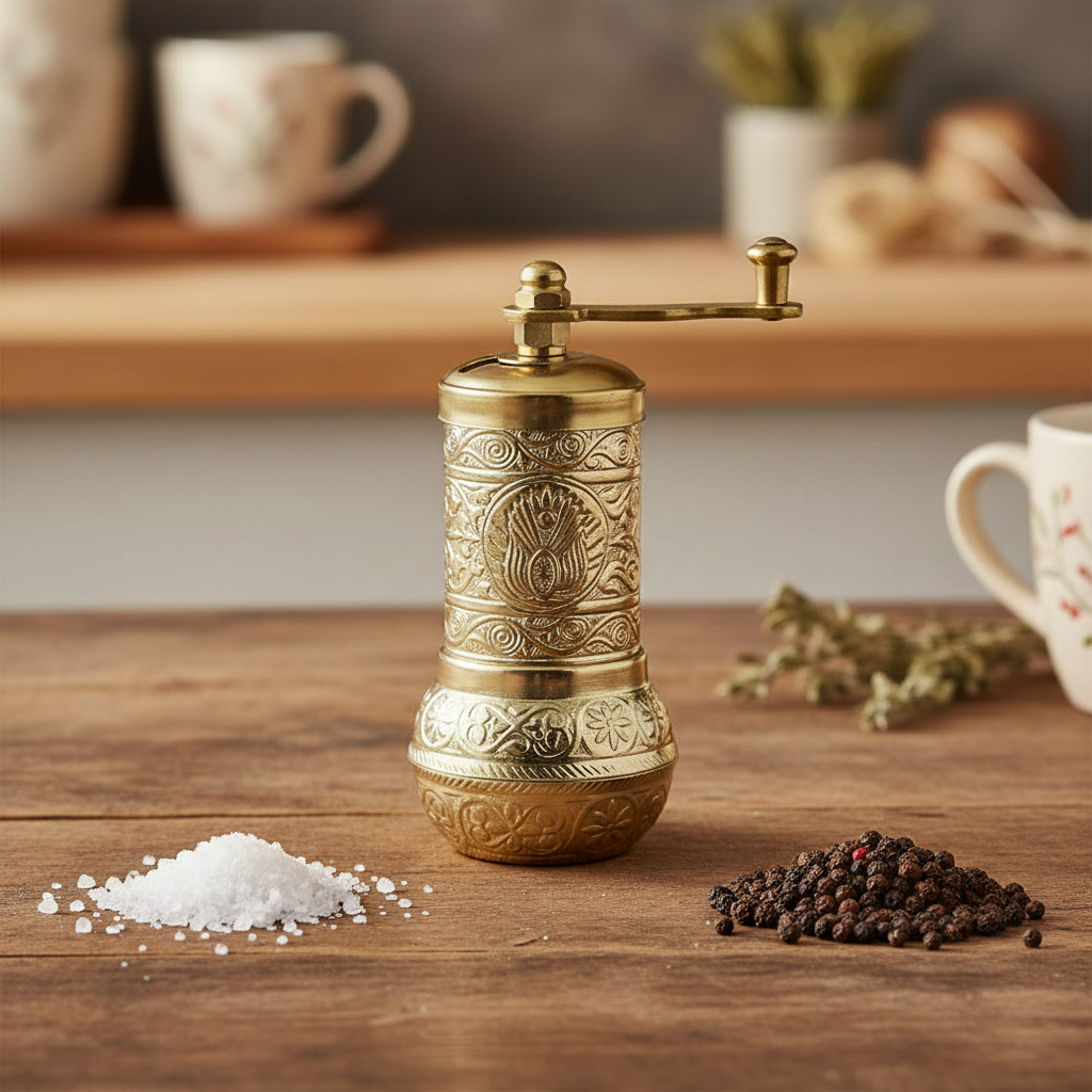 أكار | مطحنة ملح وفلفل بشكل دائري - زاماك - ذهب
