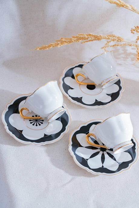 Acar Selvina Luxury Turkish Coffee Cup & Saucer Set - 6 x 90ml - TryAladdin