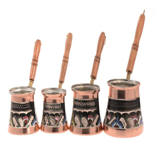 Acar | Turkish Coffee Pot Set of Four - Erzincan Copper