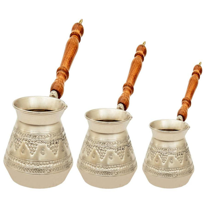 Acar | Turkish Coffee Pot Set of Three - Grape - White