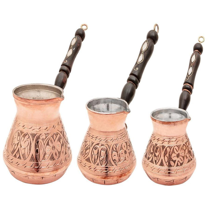 Acar | Turkish Coffee Pot Set of Three - Heavy - Copper