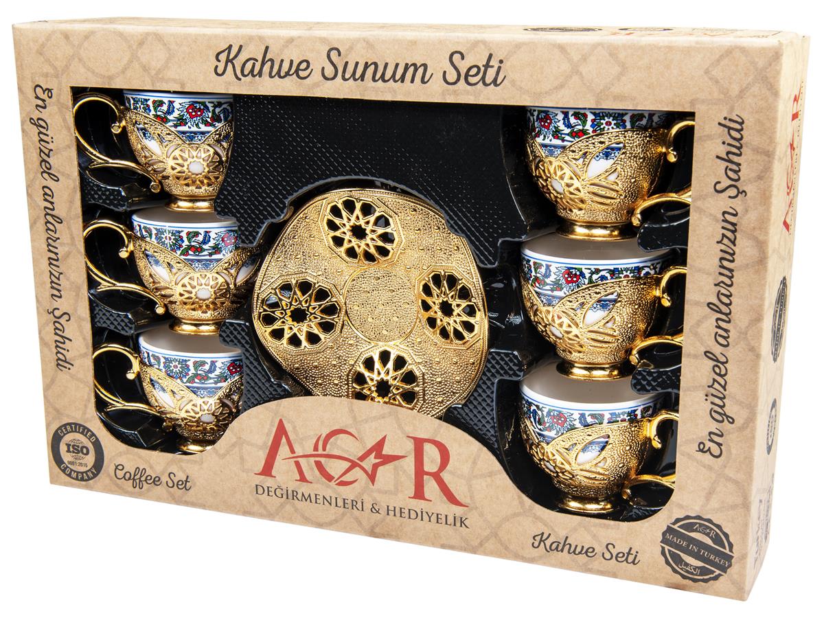 Acar | Turkish Coffee Set of Six - Busra -Topkapi - Gold - TryAladdin