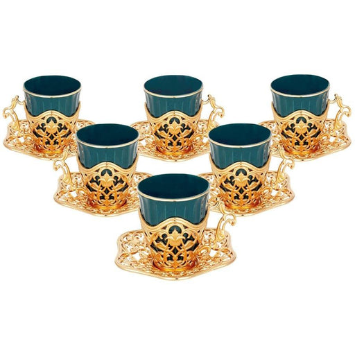 Acar | Turkish Coffee Set of Six - Elisa - Green - Gold