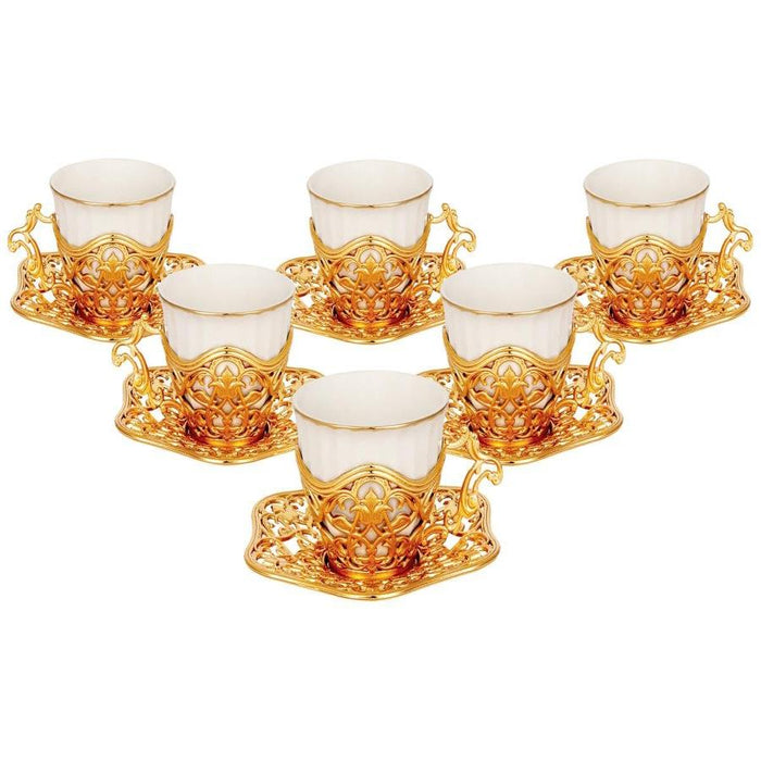 Acar | Turkish Coffee Set of Six - Elisa - Plain - Gold