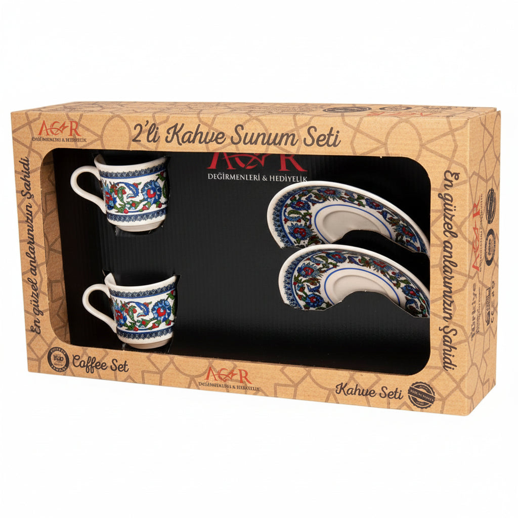 Acar | Turkish Coffee Set of Six - Porcelain - Topkapi - White - TryAladdin