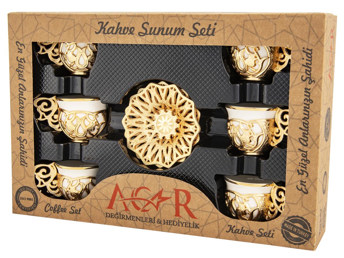 Acar | Turkish Coffee Set of Six - Sultan - Simple - Gold