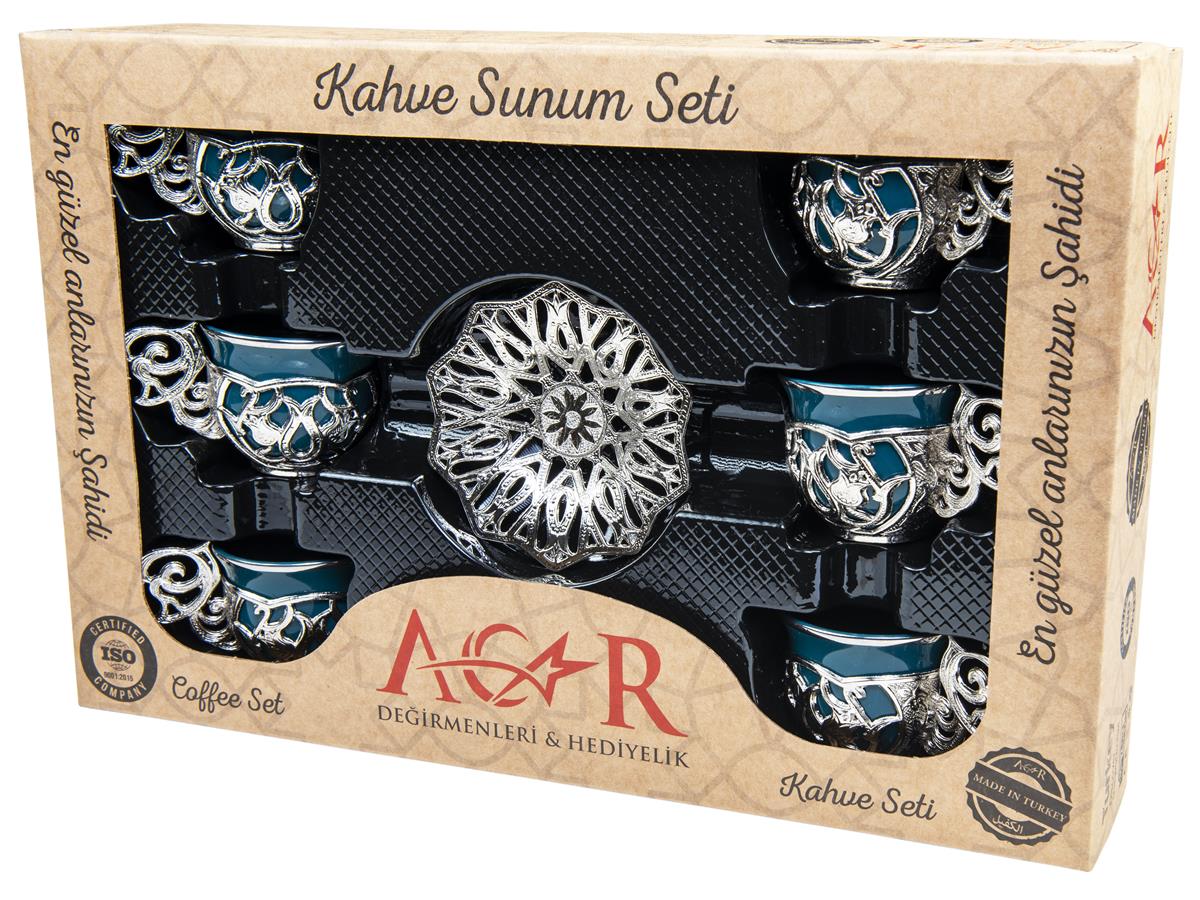 Acar | Turkish Coffee Set of Six - Sultan - Simple - White