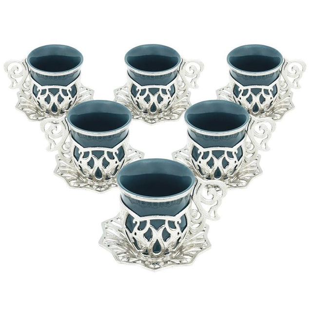 Acar | Turkish Coffee Set of Six - Sultan - Simple - White