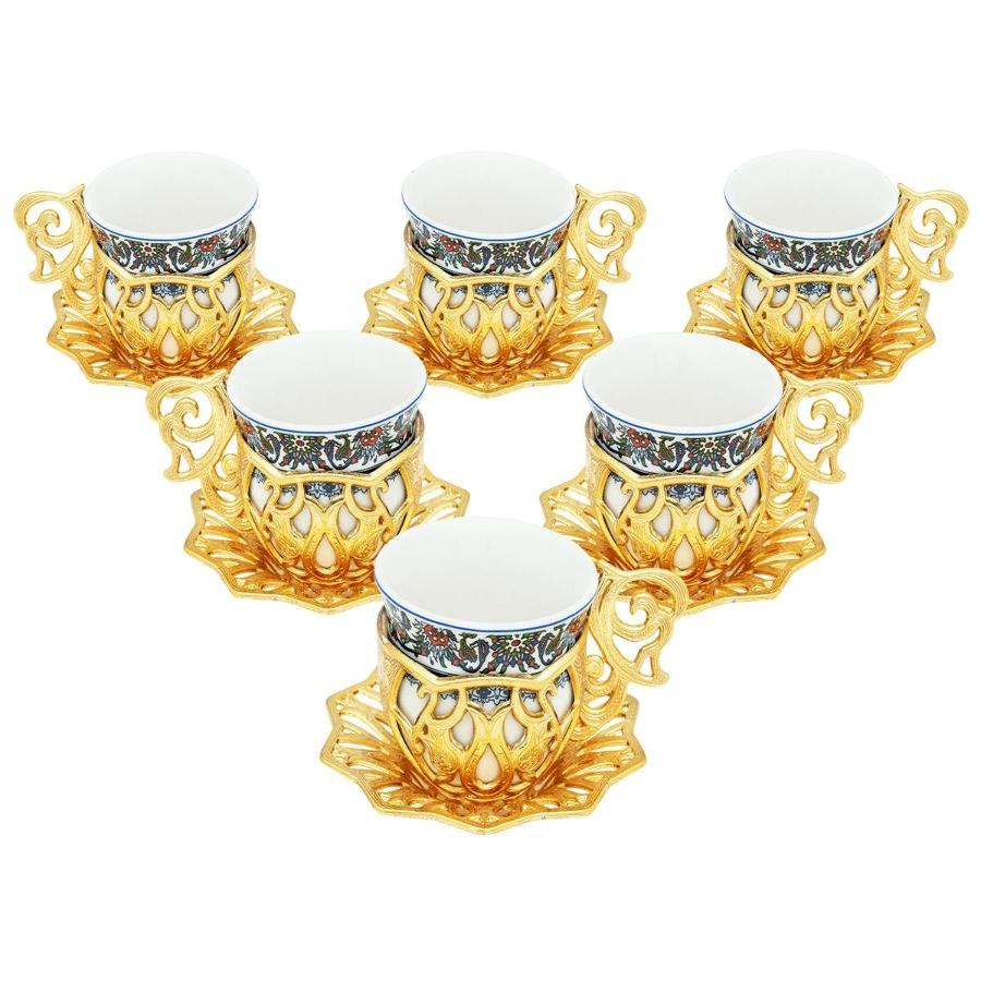 アカル | トルココーヒーセット6個 - スルタン - トプカピ - ゴールド