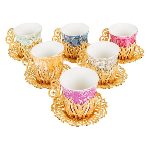 Acar | Turkish Coffee Set of Six - Tulip - Gilded - Gold