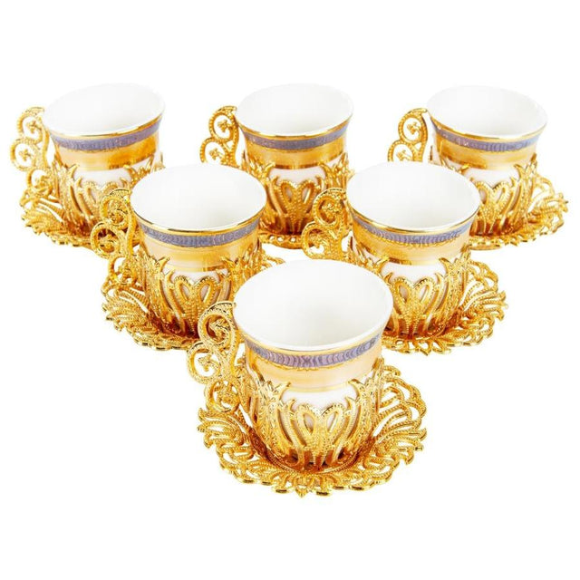 Acar | Turkish Coffee Set of Six - Tulip - Marble - Gold