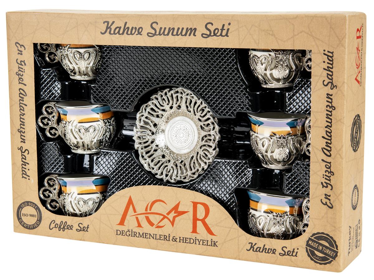 Acar | Turkish Coffee Set of Six - Tulip - Pied - Gold