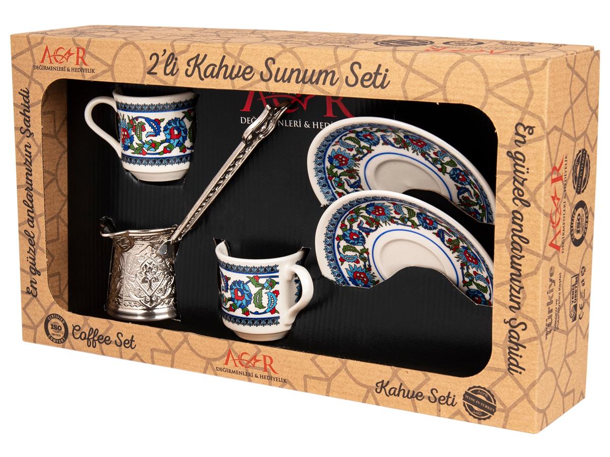 Acar | Turkish Coffee Set of Six - Tulip - Pied - White