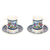 Acar | Turkish Coffee Set of Two + Coffee Pot - Porcelain - Topkapi - White