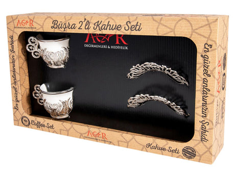 Acar | Turkish Coffee Set of Two - Tulip - Gilded - White