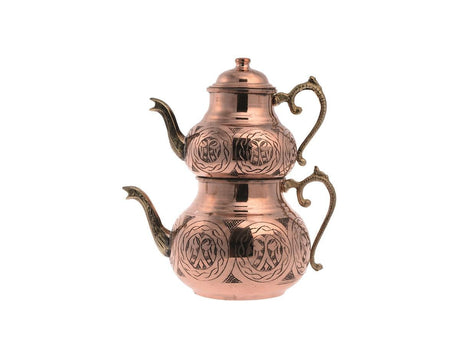 Acar | Turkish Tea Pot - Embroided - Big - Copper