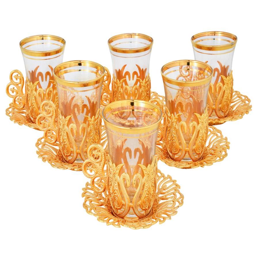 Acar | Turkish Tea Set of Six - Ottoman - White