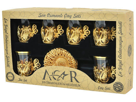 Acar | Turkish Tea Set of Six - Ottoman - White