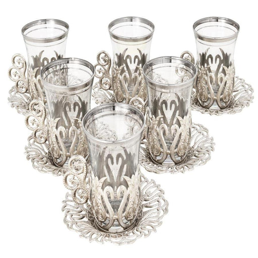 Acar | Turkish Tea Set of Six - Ottoman - White